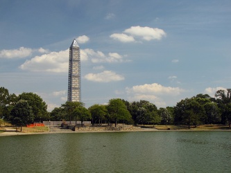 Washington Monument in scaffolding, viewed from Constitution Gardens [06]