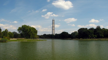 Washington Monument in scaffolding, viewed from Constitution Gardens [09]