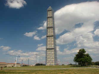 Washington Monument in scaffolding, viewed from the west [02]