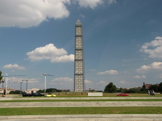 Washington Monument in scaffolding, viewed from the west [04]