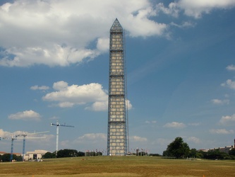 Washington Monument in scaffolding, viewed from the west [06]