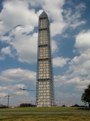 Washington Monument in scaffolding, viewed from the west [10]