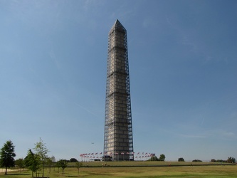 Washington Monument in scaffolding, viewed from the northwest [04]