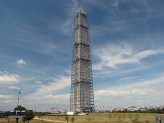 Washington Monument in scaffolding, viewed from the southeast [02]