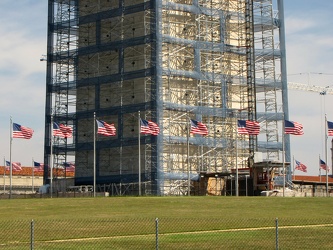 Base of the Washington Monument in scaffolding, viewed from the southwest [01]