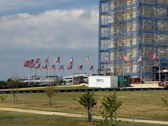 Base of the Washington Monument in scaffolding, viewed from the southeast [02]