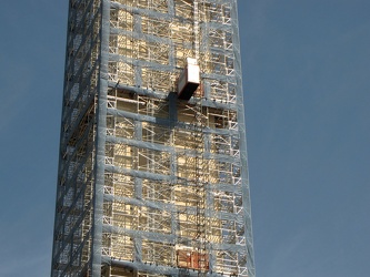 Detail of the Washington Monument's scaffolding, viewed from the southwest, showing the elevator car [02]