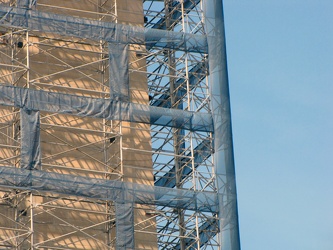 Detail of the Washington Monument's scaffolding, viewed from the east