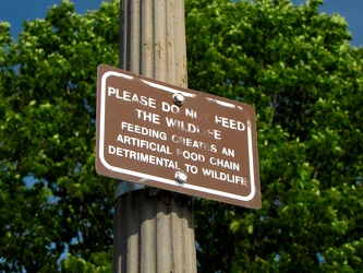 "Please do not feed the wildlife" sign in Constitution Gardens