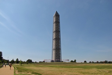 Washington Monument in scaffolding, viewed from the northeast [02]