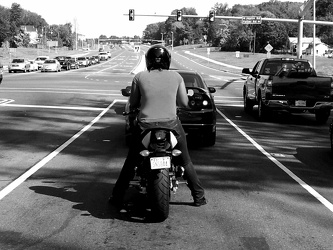 Woman riding motorcycle