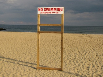 "NO SWIMMING" sign