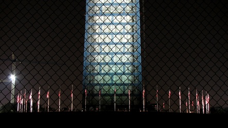 Washington Monument in scaffolding at night, viewed from the west [04]