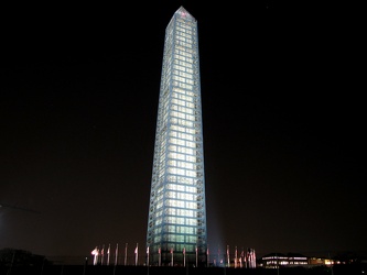 Washington Monument in scaffolding at night, viewed from the northwest [01]