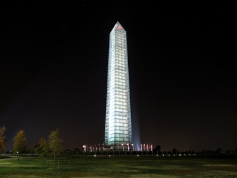 Washington Monument in scaffolding at night, viewed from the northeast [01]