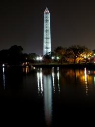 Washington Monument in scaffolding at night, viewed from the northwest [02]