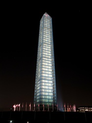 Washington Monument in scaffolding at night, viewed from the northwest [03]