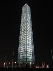 Washington Monument in scaffolding at night, viewed from the northwest [04]