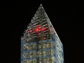 Washington Monument in scaffolding at night, viewed from the southeast [02]