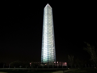 Washington Monument in scaffolding at night, viewed from the northeast [02]