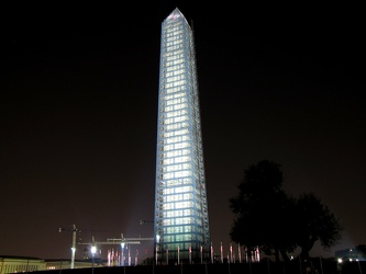 Washington Monument in scaffolding at night, viewed from the southwest [01]