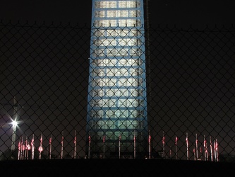 Washington Monument in scaffolding at night, viewed from the west [06]