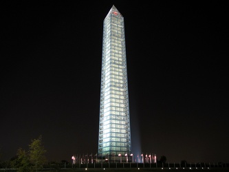 Washington Monument in scaffolding at night, viewed from the northwest [05]