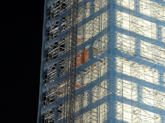 Washington Monument in scaffolding at night, viewed from the southeast [03]