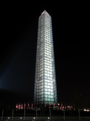 Washington Monument in scaffolding at night, viewed from the southeast [02]