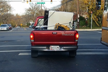 Washing machine on the back of a truck