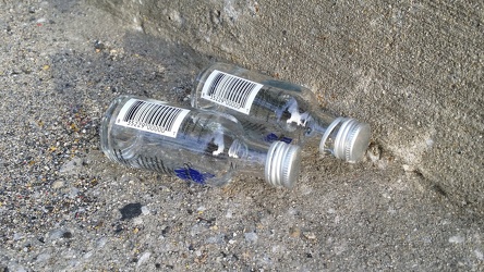 Discarded bottles of Absolut vodka