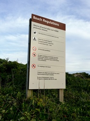 Beach regulations sign