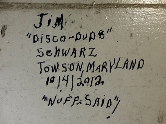 Marker graffiti in Harpers Ferry train station tunnel [02]