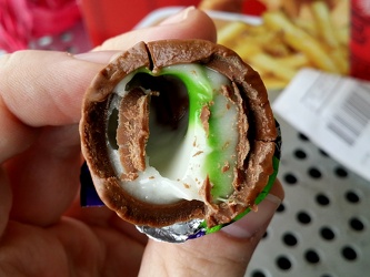 Inside of Cadbury Creme Egg