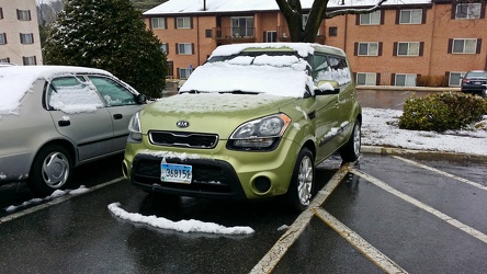 Snow car on the first day of spring