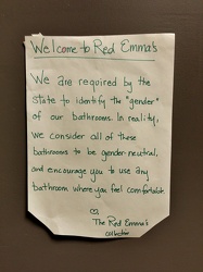 Note on gendered/non-gendered restrooms