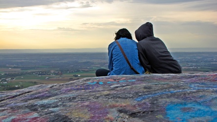 Two women sitting on High Rock