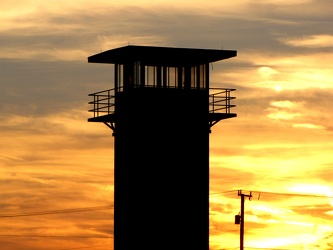 Guard tower at Lorton Reformatory, at sunset [06]