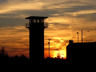 Guard tower at Lorton Reformatory, at sunset [08]