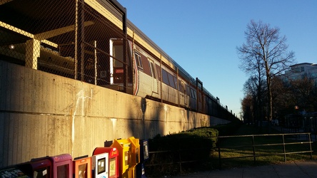 Train departing Rockville Metro station