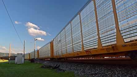 Freight train departing CSX rail yard