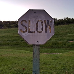 Octagonal "SLOW" sign