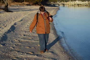 Walking along the beach at Piney Point