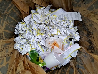 Trash can on North Eutaw Street in Baltimore, Maryland