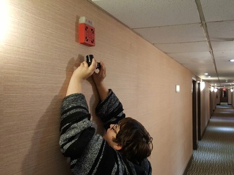 Photographing a fire alarm