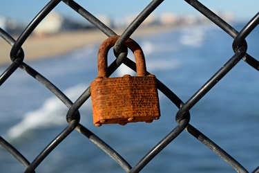 Padlock attached to Ocean City Fishing Pier