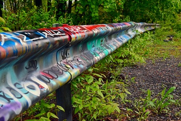 Graffiti-covered guardrail