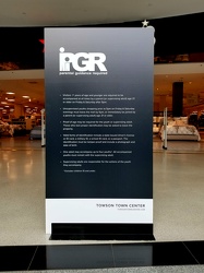 "Parental Guidance Required" sign at Towson Town Center