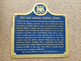 Historical marker on Hudson's Bay Queen Street store