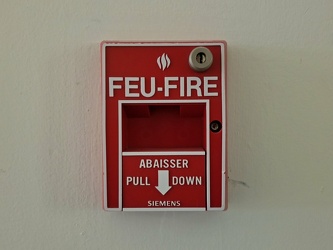 Siemens fire alarm pull station at Pickering Town Centre